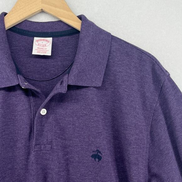 BROOKS BROTHERS Shirt Mens L 1818 Performance Polo Golf Pique Cotton Purple - Picture 7 of 14